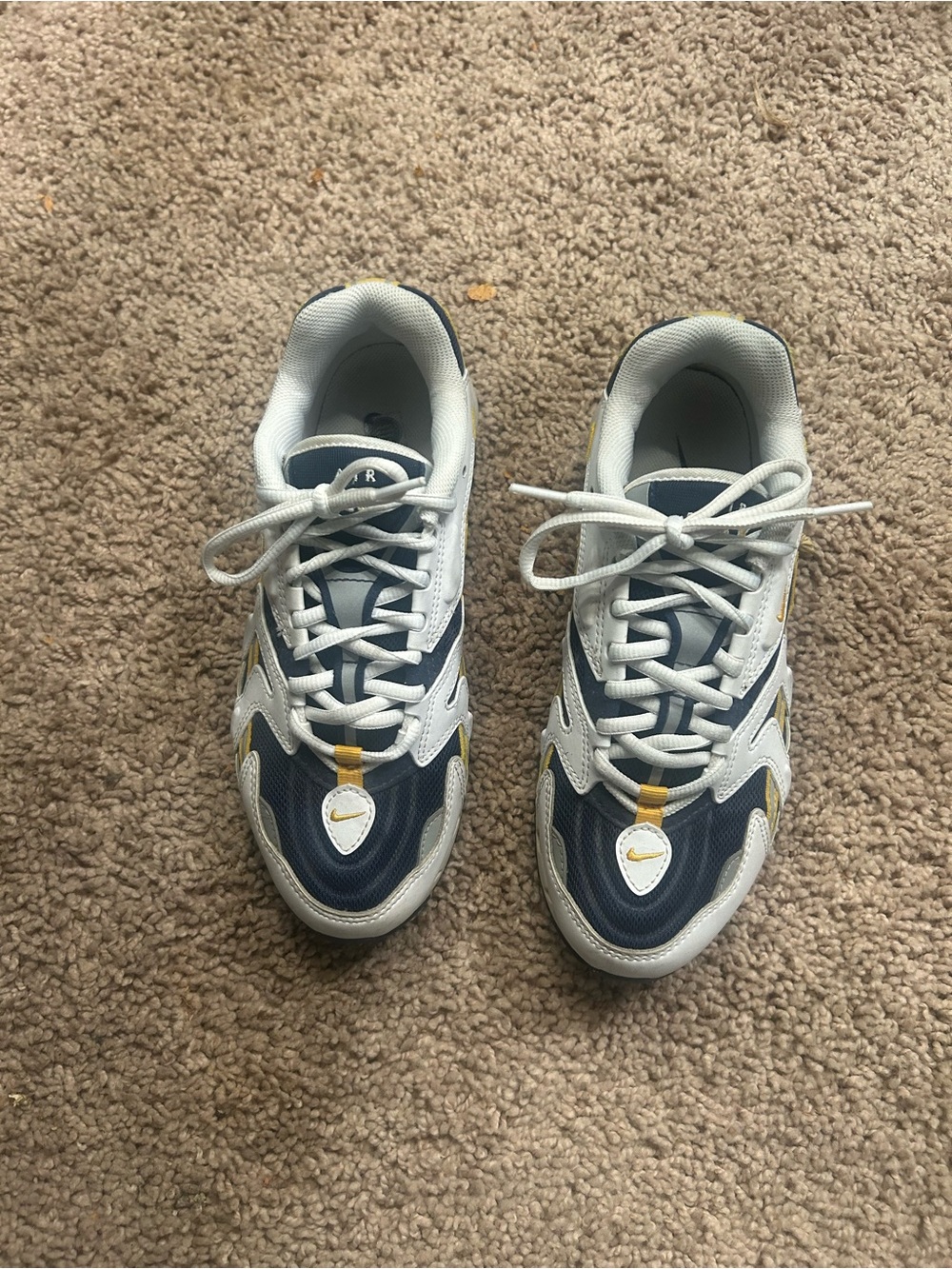 Nike Men’s  White & Navy Sneakers with Yellow Accents
